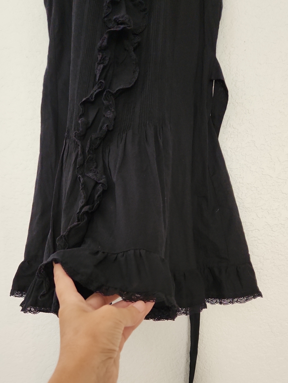 Magaschoni NWT 100% Cotton Black Ruffle-Front Sleeveless Mini Dress - Picture 8 of 11